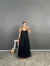 İva Siyah Askılı Dantelli Uzun ElbiseGausELBİSEGU008637