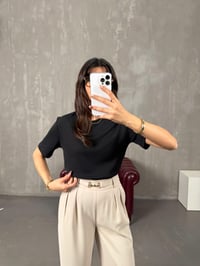 Pube Siyah Bisiklet Yaka Basic TshirtGausTSHIRTGU100174