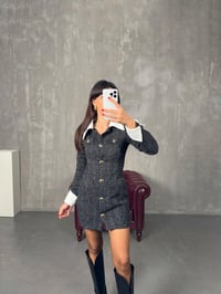 Jasper MD Siyah Düğmeli Kaşe Ceket ElbiseGausELBİSEGU00904329