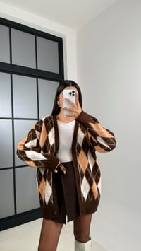 Turuncu Baklava Desenli Düğmeli Hırka GAUS-00493GAUSHIRKAGAUS-00493