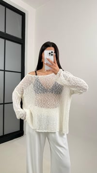 Beyaz Ajurlu Triko Bluz Gaus00372GausBLUZGU1001870