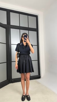 Lacivert Muadil Polo Yaka Beli Lastikli Premium Elbise GAUS-01496GAUSELBİSEGAUS-01496