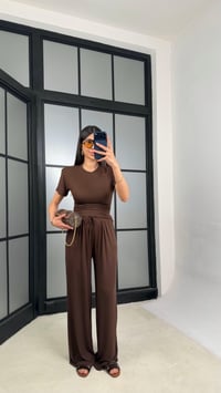 Acı Kahve Beli Ayarlanabilir Vatkalı Bluz Eşofman Takım GAUS-01404GAUSTAKIMGAUS-01404