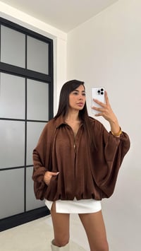 Kahve Saten Bomber Ceket GAUS-00118GAUSCEKETGAUS-00118