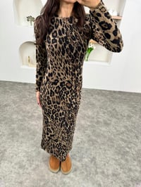 Keny Leopar Bisiklet Yaka Örme ElbiseGausELBİSEGU00903628
