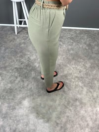 Elvin Haki Hasır Kemerli Beli Lastikli PantolonGausPANTOLONGU008191