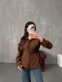 Tweed Kahve Yandan Bağlamalı GömlekGausGÖMLEKGU10024