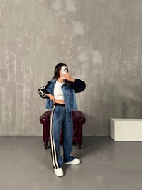 Gong Siyah Denim Karışımlı Şeritli TakımGausTAKIMGU00904033
