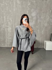 Gina Gri ZR Model Kemerli Kaşe PançoGausPANCOGU00903889