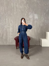 Setre Mavi Önden Fermuarlı Denim TulumGausTULUMGU10049