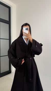 Mürdüm Kuşaklı Astarlı Cepli Premium Uzun Trençkot GAUS-00119GAUSTRENÇKOTGAUS-00119