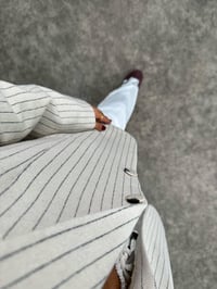 Melins Ekru Çizgili Astarlı Sakallı Blazer CeketGausCEKETGU00903575