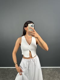 Tein Beyaz Triko Dokuma YelekGausYELEKGU008575