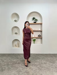 Belis Bordo İçi Şardonlu Deri ElbiseGausELBİSEGU00903555