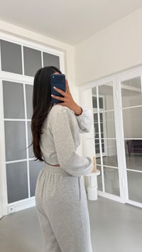 Gri Vatkalı Hırka Fermuar Detaylı Pantolon İkili Takım GAUS-02098GAUSTAKIMGAUS-02098