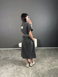Vogi Füme Premium Kalite Oversize Uzun Kemerli Kot Elbise GausELBİSEGU004501