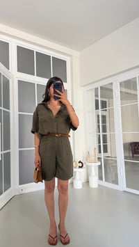 Yeşil Kemerli Tencel Denim Tulum GAUS-01863GAUSJumpsuitsGAUS-01863