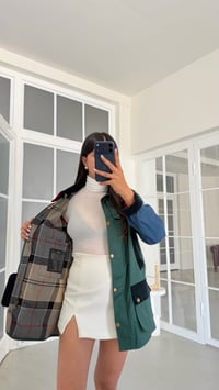 Çok Renkli Kadife Yakalı Cepli Garnili Ceket GAUS-02115GAUSJacketsGAUS-02115
