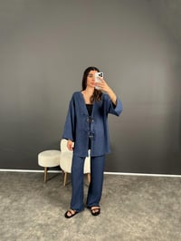 Gai Lacivert Kimono Keten TakımGausTAKIMGU008020