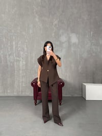 Jasmin Acı Kahve Premium Asimetrik Yelekli TakımGausTAKIMGU100343