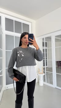 Gri TWST Model Gömlek Detaylı Sweatshirt GAUS-02059GAUSالسويت شيرت GAUS-02059