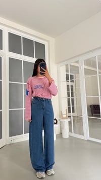 Koyu Mavi Beli Lastikli Geniş Paça Jean GAUS-01876GAUSDenim PantsGAUS-01876