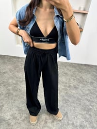 Molin Siyah Beli İpli Lastikli Çımalı PantolonGausPANTOLONGU00903721