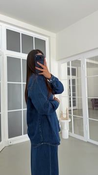 Lacivert Çıtçıt Düğmeli Gömlek Pantalon Denim Takım GAUS-01969GAUSSuitsGAUS-01969