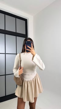 Bej Zımba Detaylı Pileli Elbise GAUS-00734GAUSDressesGAUS-00734