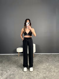 MD Siyah Tensel Dokulu Beli Lastikli Pantolon GausPANTOLONGU004590