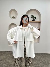 July Beyaz Gabardin Kuşaklı Gömlek CeketGausCEKETGU00903645