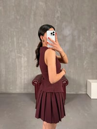 Bordo Yelekli Pileli Muadil Elbise Gaus00166GausELBİSEGU1001385
