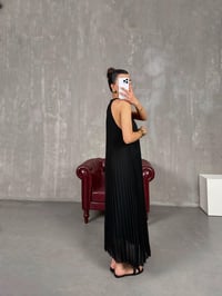 Siyah Pileli Astarlı Uzun Elbise Gaus00122GausELBİSEGU1001275