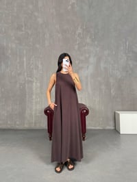 Kahve Cepli Tensel Kumaş Elbise Gaus00263GausELBİSEGU1001607