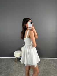 Beyaz Dantelli Prenses Mini Elbise GausELBİSEGU007944