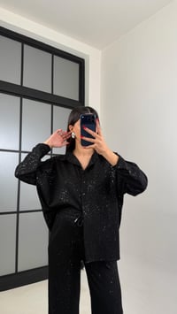 Siyah Gömlek Beli Lastikli Pantolon Premium Simli Takım GAUS-01013 GAUS-01014GAUSTAKIMGAUS-01014