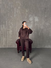 Luisa Kahve Kapüşonlu Modal Kumaş TakımGausTAKIMGU00904304