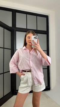 Pembe Çiçek Nakışlı Pinterest Gömlek GAUS-01268GAUSGÖMLEKGAUS-01268