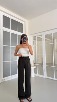 Siyah Yıkamalı Beli Lastikli Tencel Pantolon GAUS-01678GAUSPantsGAUS-01678