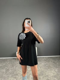 Siyah Gri Çiçekli Basic TshirtGausTSHIRTGU004173