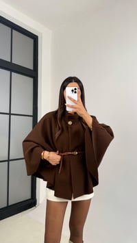 Acı Kahve Gina ZR Model Kemerli Kaşe Panço GAUS-0091GAUSPançoGAUS-0091