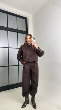 Acı Kahve Gömlek Paça Lastikli Pantolon İkili Takım GAUS-01114GAUSTAKIMGAUS-01114