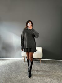 Heel Gri Pileli Etekli Kazak İkili TakımGausTAKIMGU003036