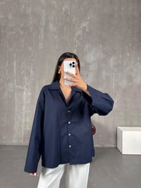 Lacivert Poplin Oversize Gömlek Gaus00066GausGÖMLEKGU1001150