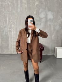 Lawri Kahve Süet Ceket Etek İkili TakımGausTAKIMGU00903839