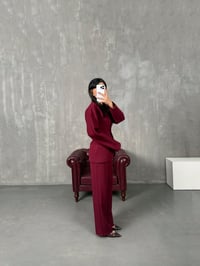 Roni Bordo Belden Oturtmalı Ceket Pantolon Premium TakımGausTAKIMGU100417