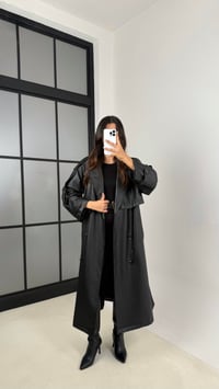 Siyah Kuşaklı Astarlı Premium Deri Trençkot GAUS-00127GAUSTRENÇKOTGAUS-00127