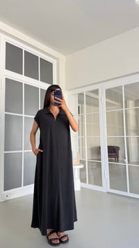 Siyah OYS Model Polo Yaka Basic Elbise GAUS-01728GAUSELBİSEGAUS-01728