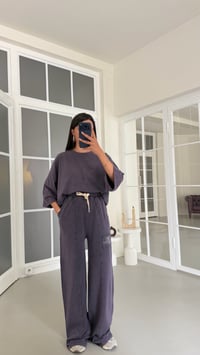 Mor Taş Yazı Detaylı Tshirt Beli Lastikli Eşofman Takım GAUS-01755GAUSTAKIMGAUS-01755