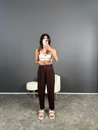 Tanya Kahverengi Yazlık Modal Kumaş Harem PantolonGausPANTOLONGU004589